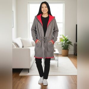 Anthropologie Sparrow Long Sweater Jacket Small Women's Coat Lambswool Gray Zip